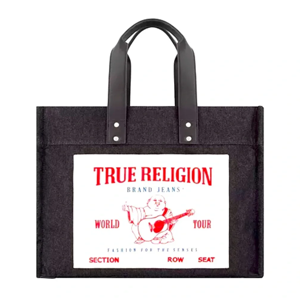 True Religion Washed Black Denim Extra Large Tote Bag